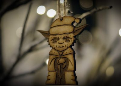 Yoda Claus - Tree Ornament (Laser cut on wood, 2015)